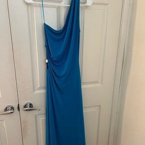 Elegant Blue One-Shoulder Dress